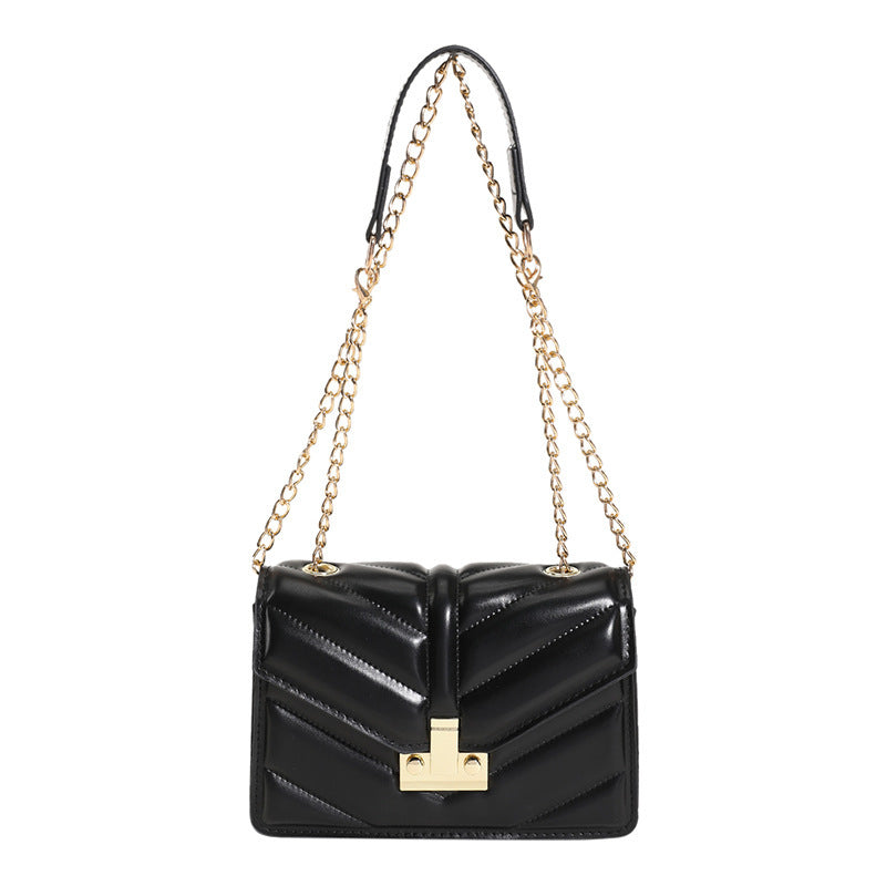 Petit sac à chaîne avec chaîne pour femmes, couleur unie, Simple et élégant, décontracté, Texture de banlieue