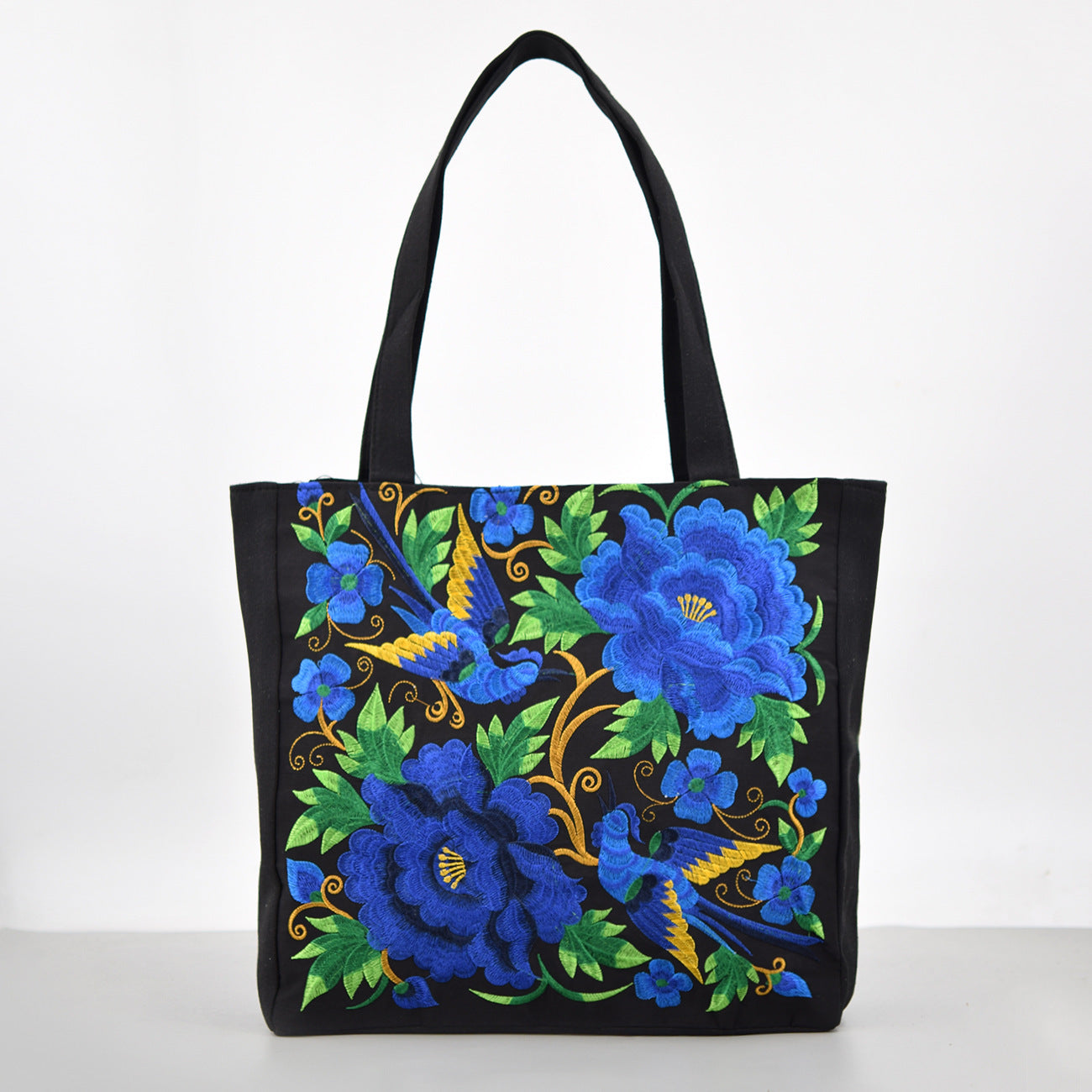 Sac à bandoulière brodé de style ethnique, sac de courses portable de grande capacité