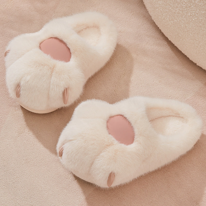Pantoufles mignonnes en coton à griffes de chat