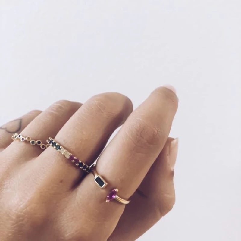 Bague Zircon Colorée Design Simplicité Créative