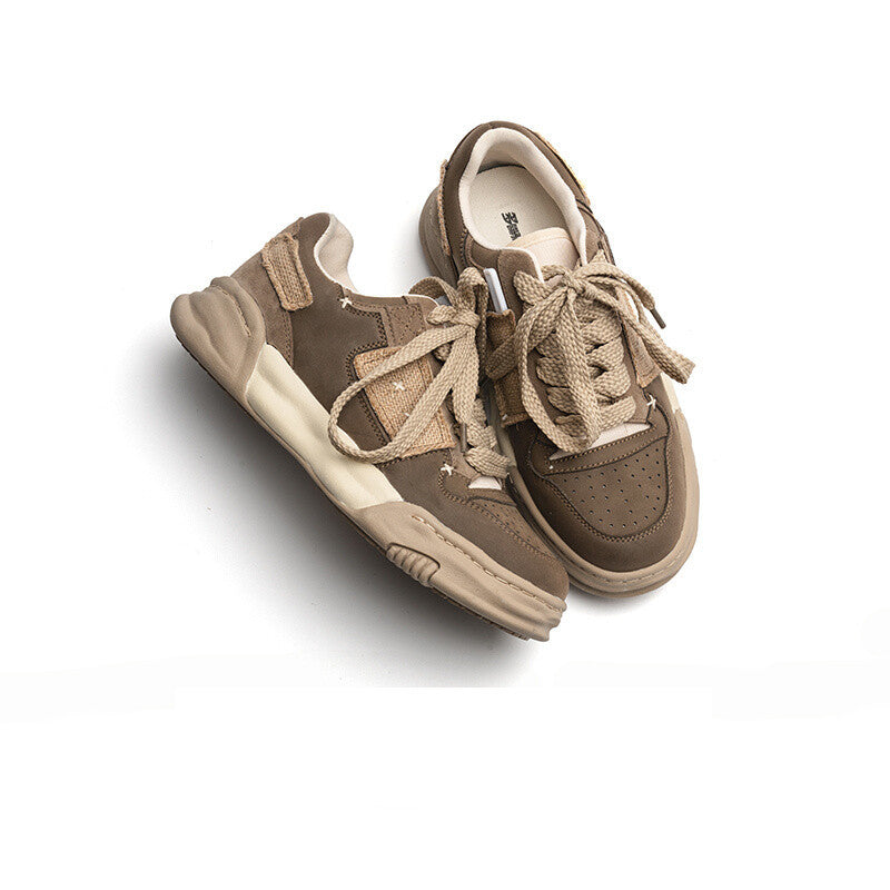 Zapatos vintage de cuero con parches versátiles e informales para hombre