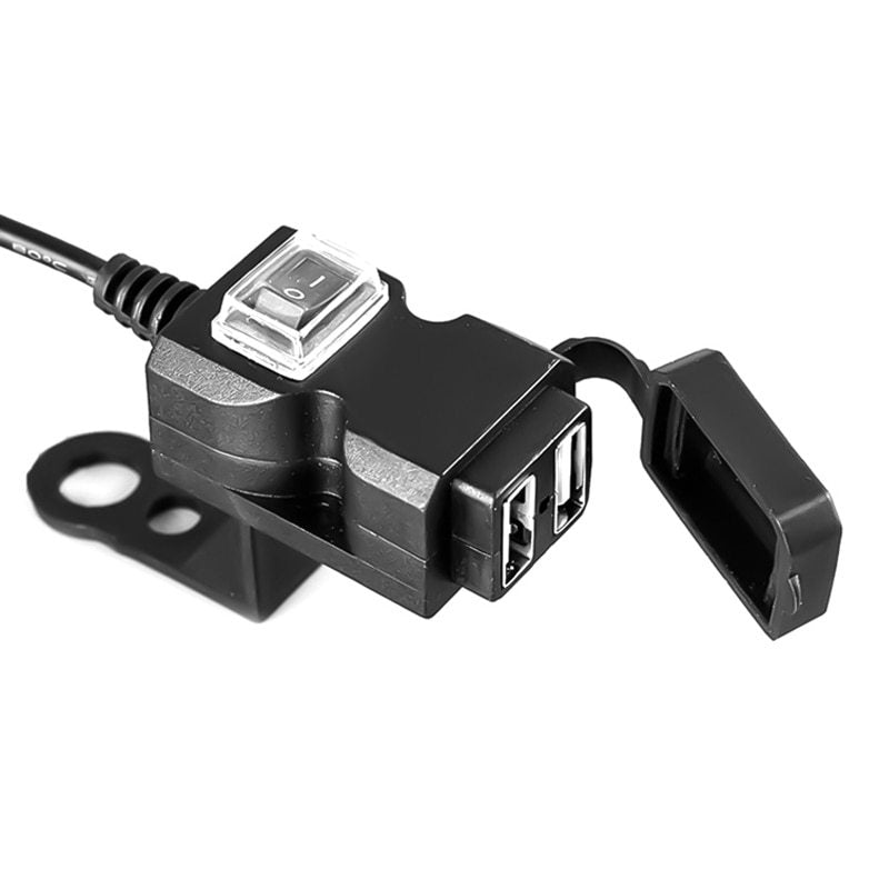 Chargeur de guidon de moto étanche 12V, double port USB, prise adaptateur d'alimentation 5V 1A/2,1 a pour téléphone portable