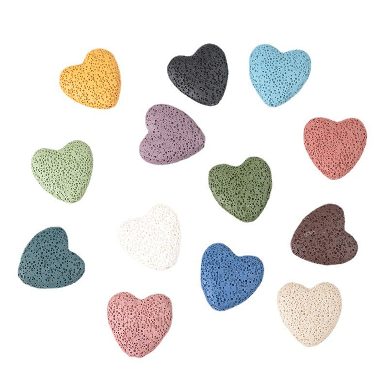 Colorful Heart-shaped Volcanic Rock Bracelet