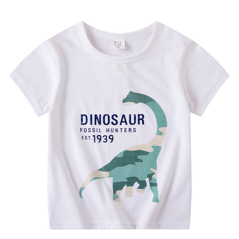 T-shirt à manches courtes pour enfants, garçons et filles, haut à manches mi-longues avec dessin animé