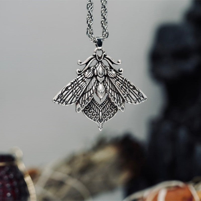 Retro Style Moth Pendant Necklace For Women