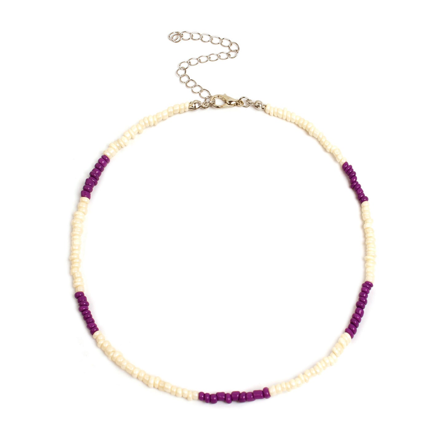 Collier pour femme en perles de verre blanc naturel, doux et simple