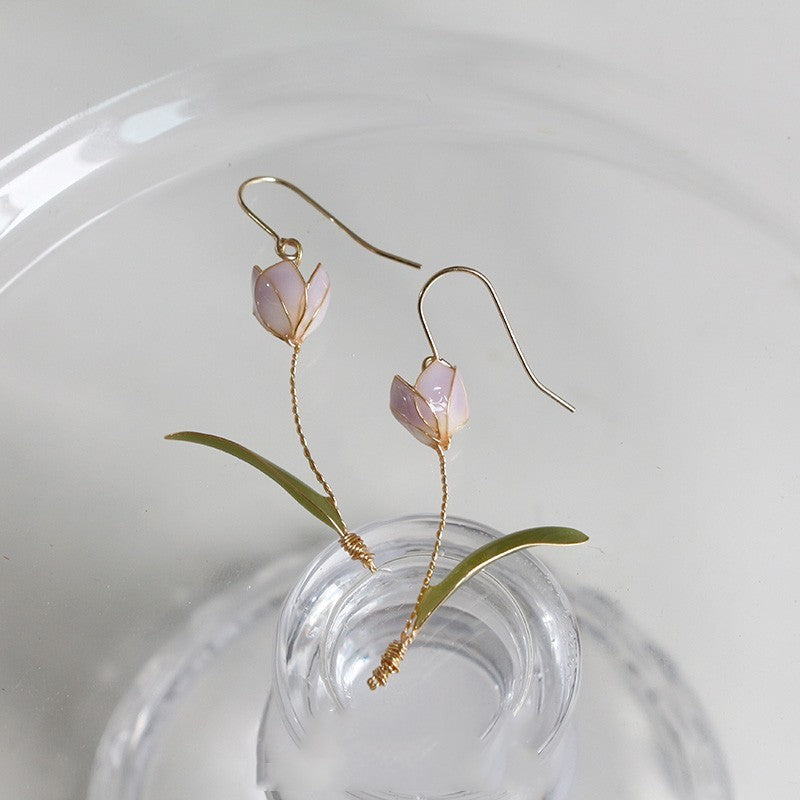 Handmade Tulip Vintage Flower Stud Earrings