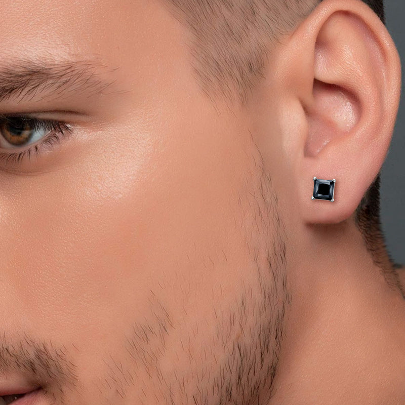 Boucles d'oreilles tendance en zircon noir 1 carat