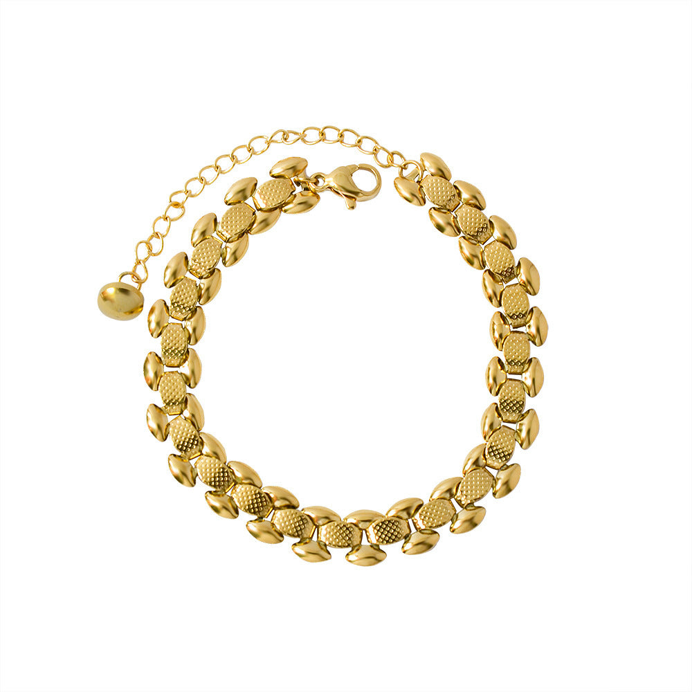 Widened Titanium Steel Plated 18K Gold Color Protection Bracelet