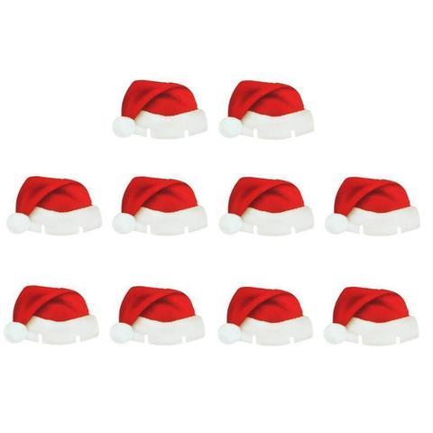 Chapeau de noël rouge en papier, 10 pièces, carte de coupe de vin, de Champagne, décor de Table de fête de noël, décorations DIY pour la maison 