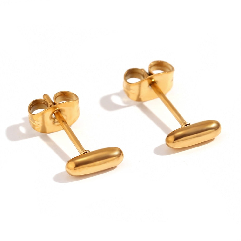 Titanium Steel Earrings 18K Gold Mini Alphabet Letter Earrings Women