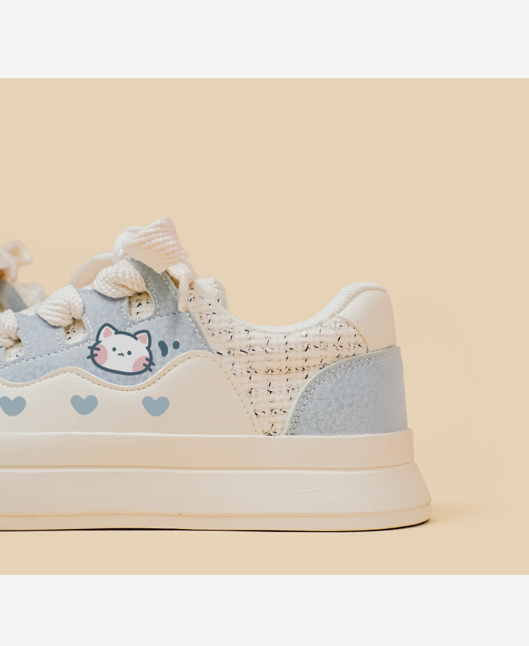 Baskets basses à lacets pour filles mignonnes, chaussures blanches
