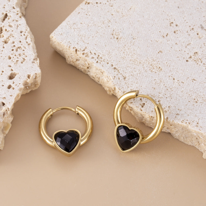 Boucles d'oreilles en acier titane et Zircon, couleur bonbon français, cœur aimant