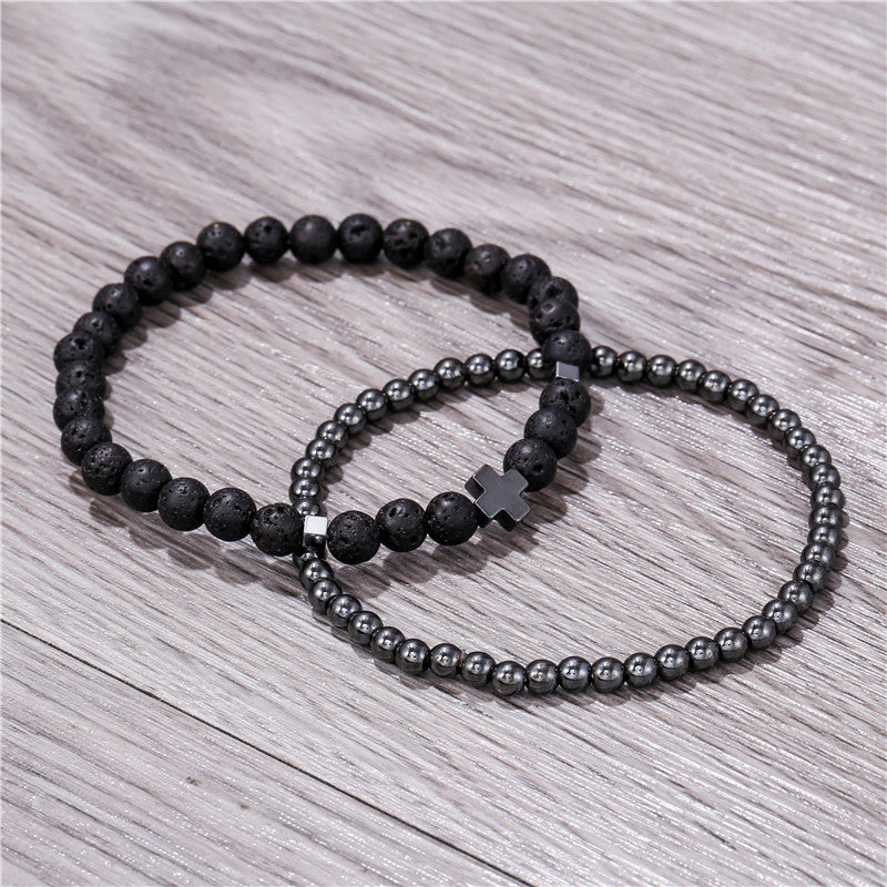 2 Pack Haematite Men's Combination Bracelet Suit