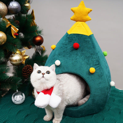 Árbol de Navidad Cama para mascotas Invierno Cálido Nido para mascotas Casa para gatos Suministros para mascotas perros