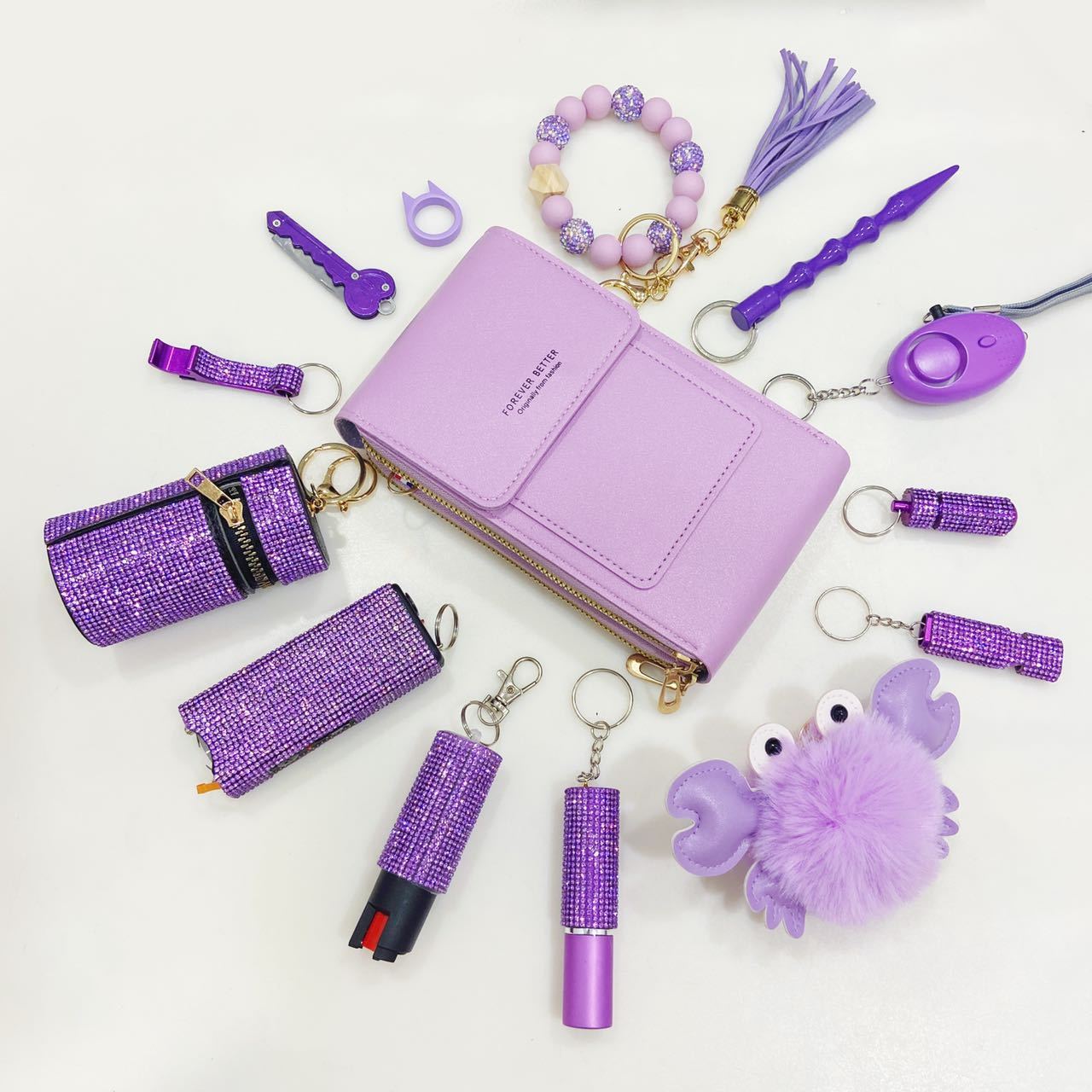 Juego de llaveros de seguridad morado claro