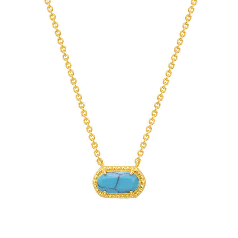 Collier ovale incrusté de turquoise à la mode