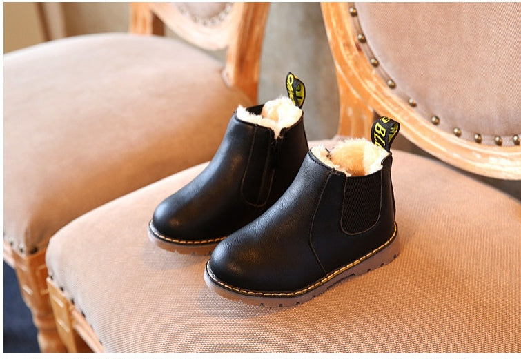 Chaussures pour enfants d'automne et d'hiver bottes courtes bottes en cuir pour garçons filles Europe et États-Unis grandes bottes pour enfants bottes simples 