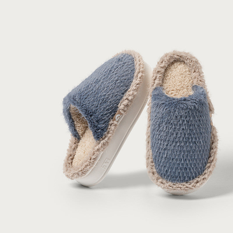 Pantoufles en coton en peluche pour femmes, fond doux, maintien au chaud