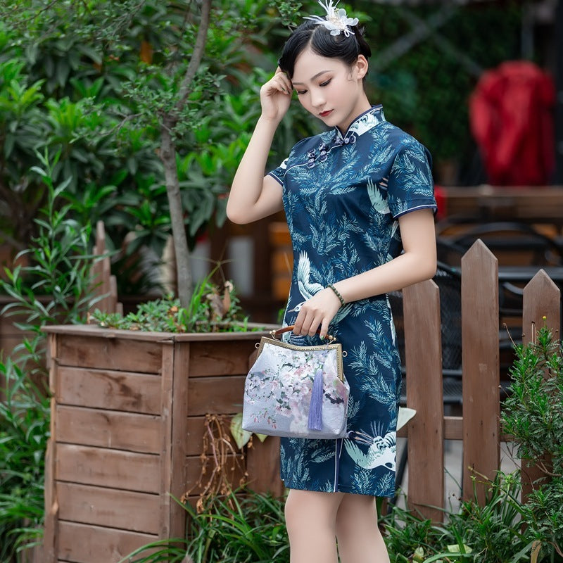Retro Women's Bag Handmade Kisslock Bag Cheongsam