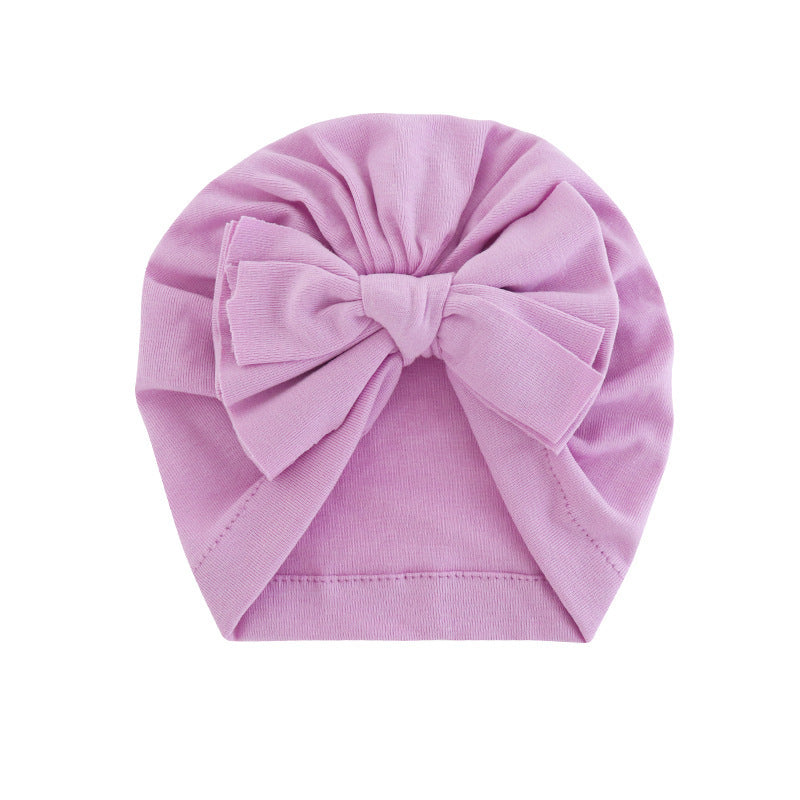 Chapeau à capuche avec turban enveloppé de nœud papillon, chapeau de couleur unie