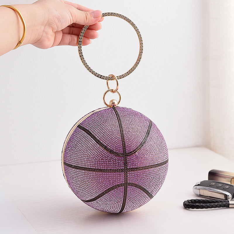 Sac de dîner de basket-ball coloré rond plein de diamants