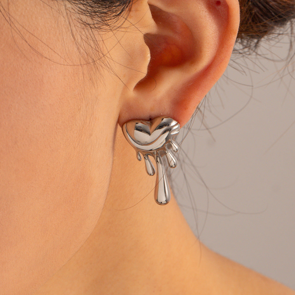 Boucles d'oreilles d'amour rétro européennes et américaines en or 18 carats