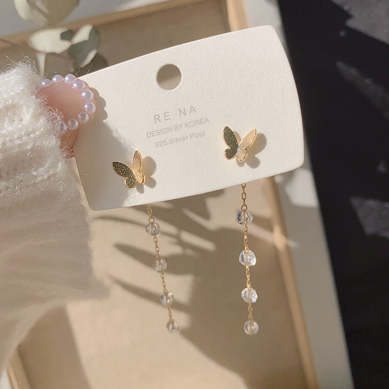 Boucles d'oreilles à pampilles papillon pour femme, longues, tempérament sauvage
