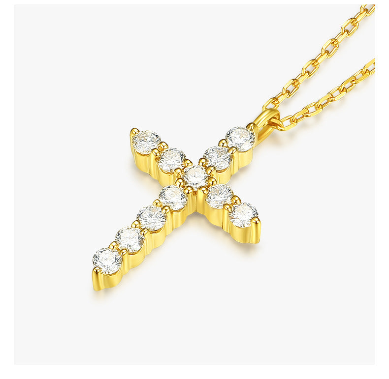 925 Sterling Silver Cross Item Full Diamond Necklace
