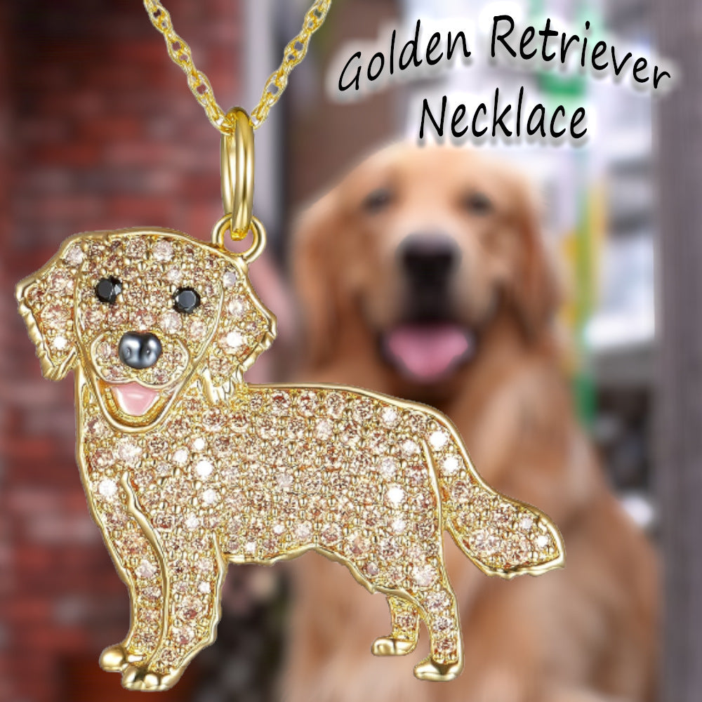 Collier pendentif mignon en forme de Golden Retriever