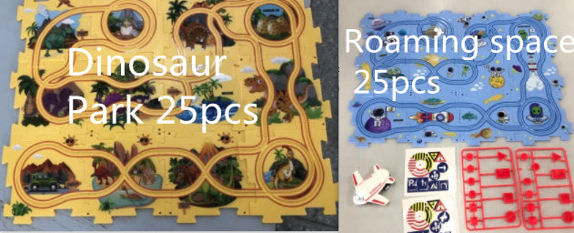 Puzzle pour enfants, vitesse de chemin de fer électrique, assemblage de voiture électrique automatique, scène de ville, Construction, jouet éducatif, cadeau