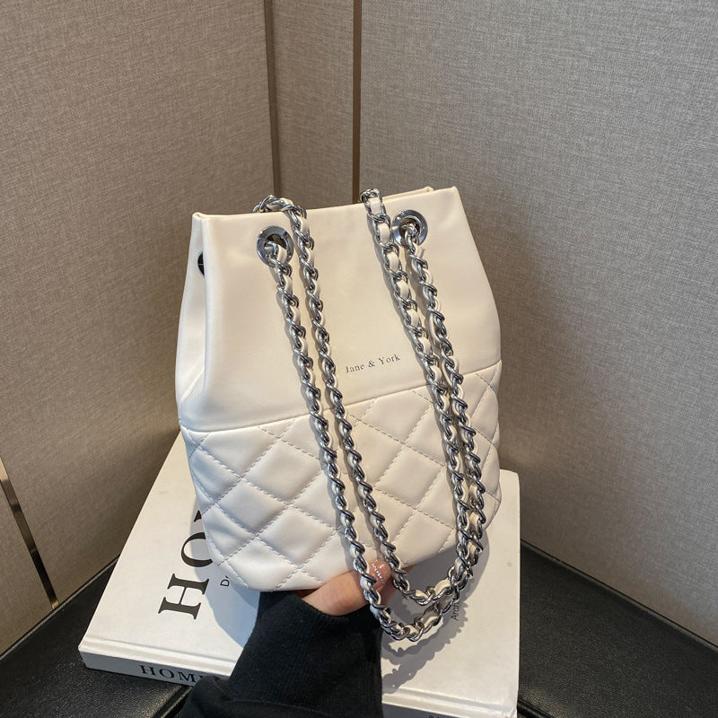 Bolso cruzado tipo cubo con un solo hombro y textura de diamante para mujer, estilo coreano, sencillo