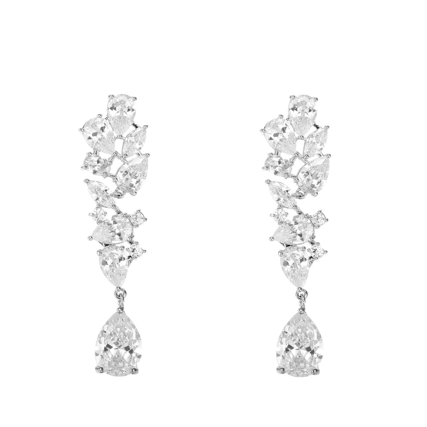 Ensemble de boucles d'oreilles et collier de mariée en zircon, deux pièces