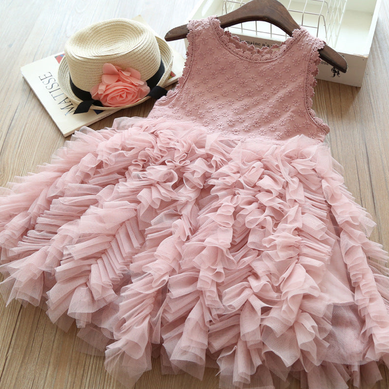 Robe d'été sans manches pour fille, robe bouffante