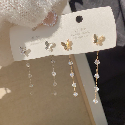 Boucles d'oreilles à pampilles papillon pour femme, longues, tempérament sauvage