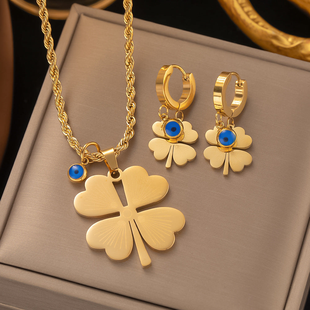 Women's Pattern Four-leaf Flower Jewelry Suit