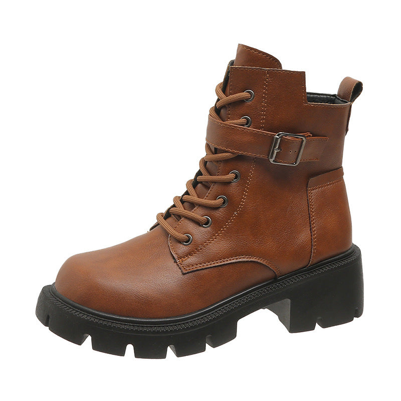 Botas Martin para mujer otoño e invierno nuevas tallas grandes cabeza redonda tacón grueso Casual media pantorrilla