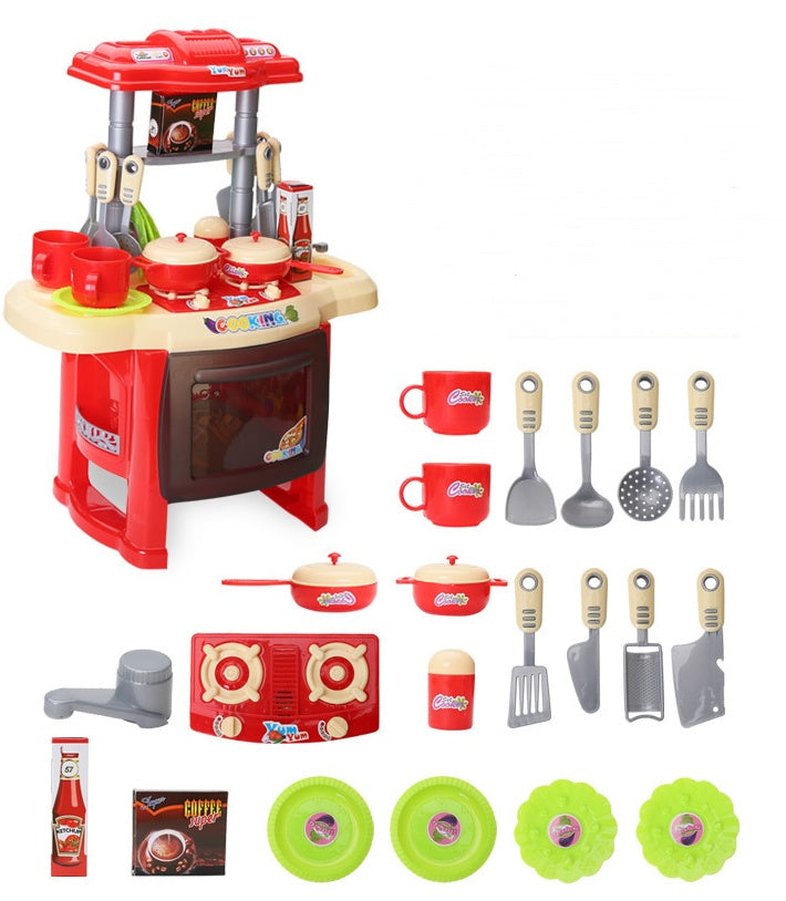 Vaisselle de cuisine musicale légère éducative pour enfants, maison de jeu de table, jouets de cuisine, spectacle d'angle, maison de jeu