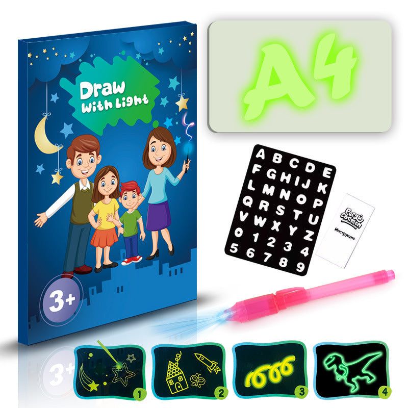Jouet éducatif tapis de dessin 3D magique 8 effets de lumière Puzzle planche carnet de croquis