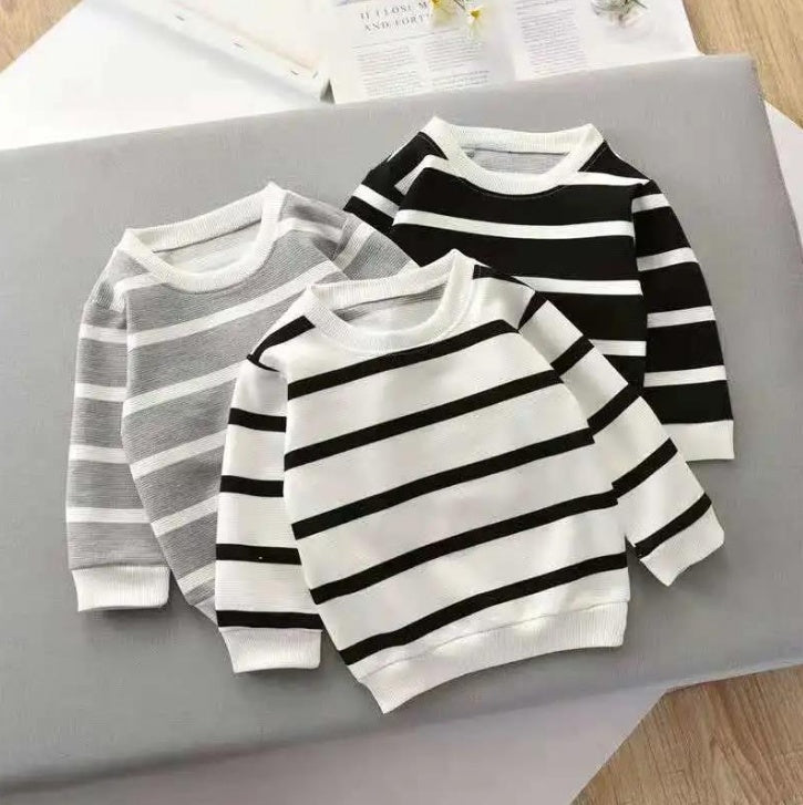 T-shirt à manches longues pour enfants, pull rayé à la mode