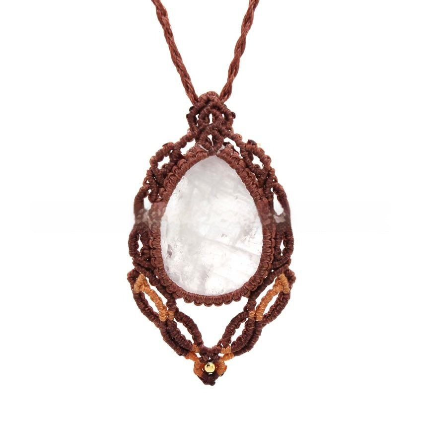 Natural Green Aventurine Water Drop Hand-woven Adjustable Pendant Necklace