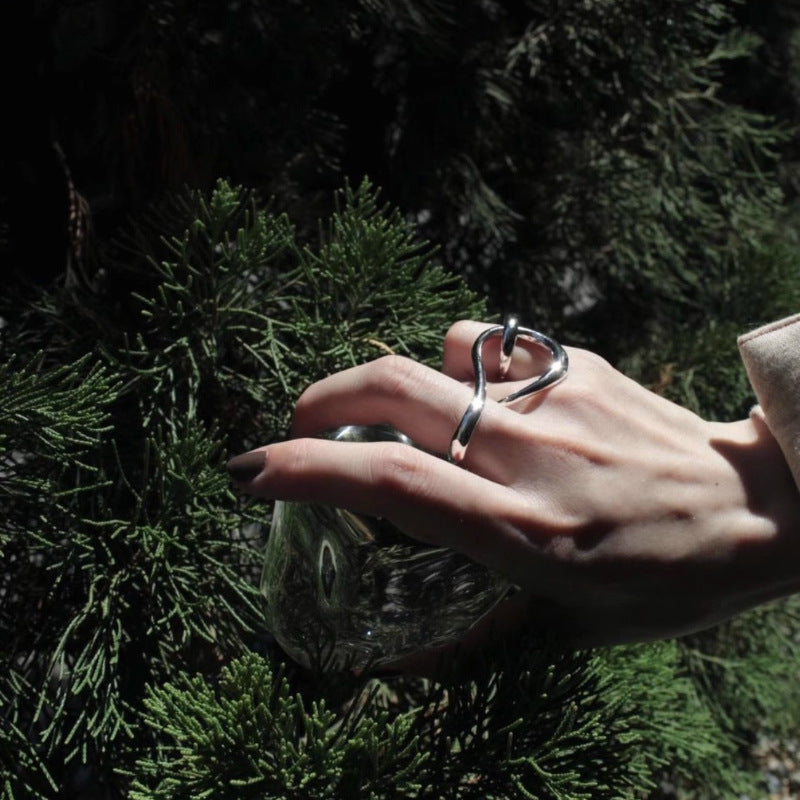 Anillo metálico para madre e hijo con forma de tira de Mobius, moda femenina, todo a juego