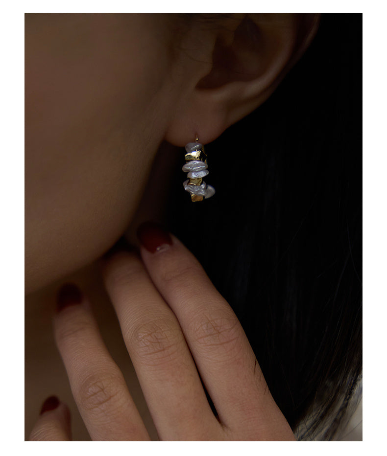 Boucles d'oreilles en perles baroques naturelles vintage