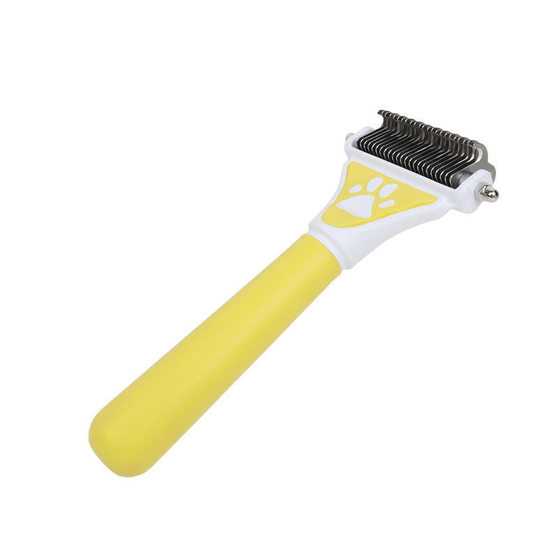 Brosse pour chien - Épilateur double face pour poils d'animaux - Peigne à nœud ouvert - Outil de démêlage pour chien - Épilateur double face pour chats et chiens - Râteau de toilettage pour sous-poil pour la perte