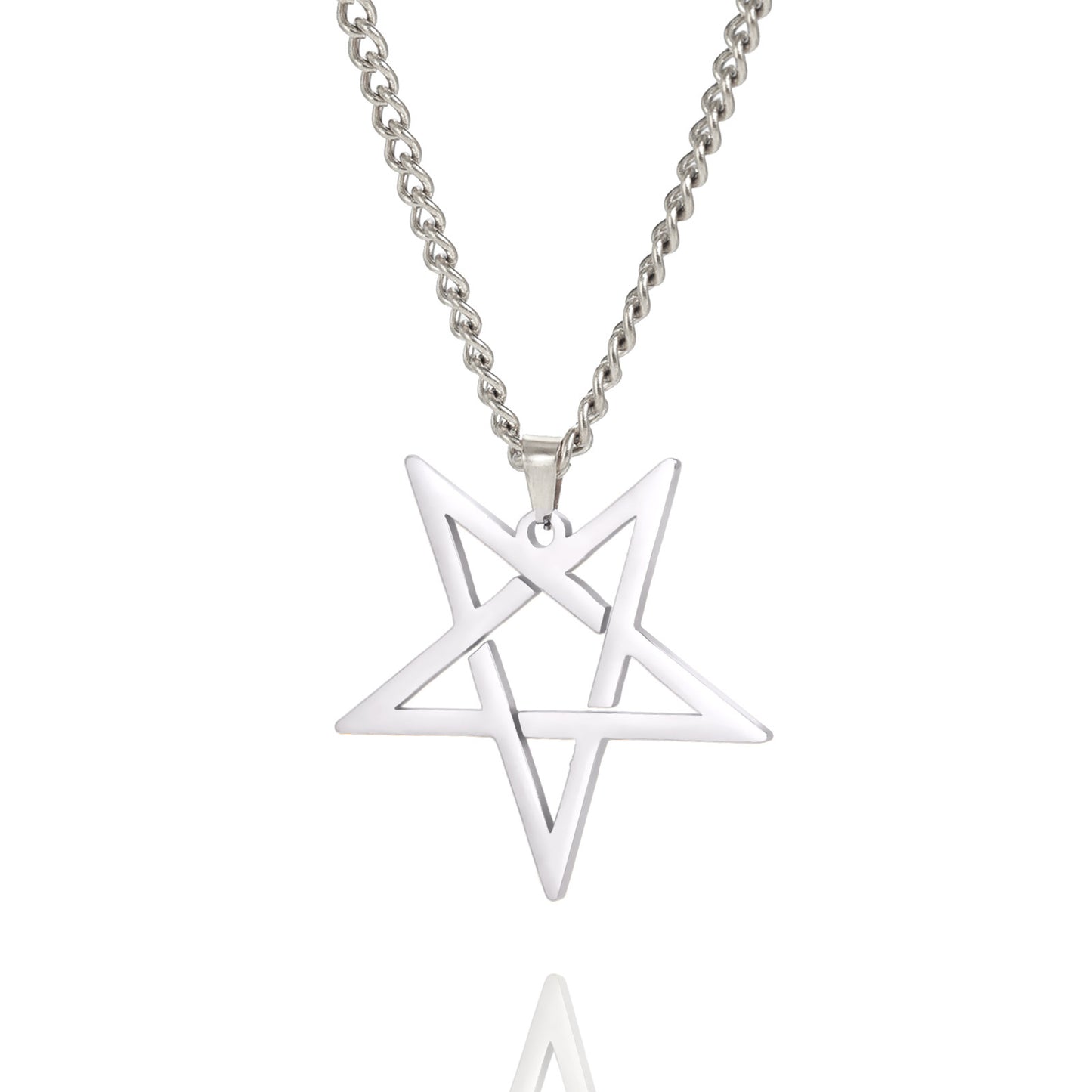 Titanium Steel Cut Hollow Irregular Pentagram Pendant 304 Stainless Steel Necklace