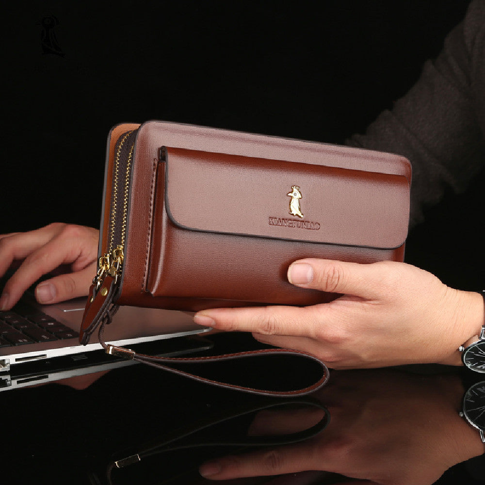 Cartera con cremallera de negocios de moda para hombre
