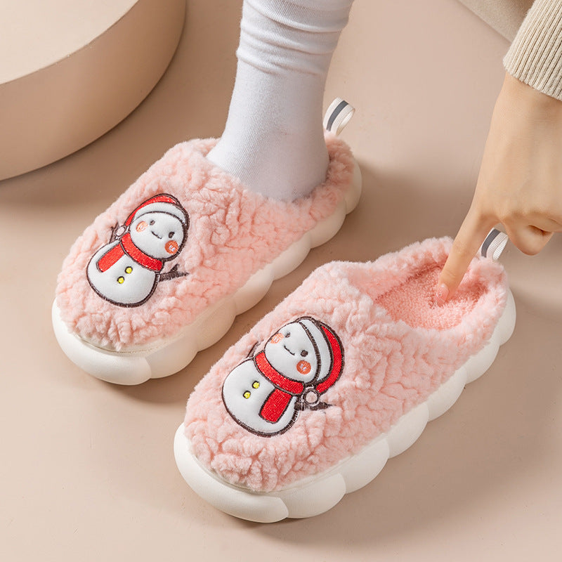 Plush Platform Cartoon Home Indoor Warm Cotton Slippers