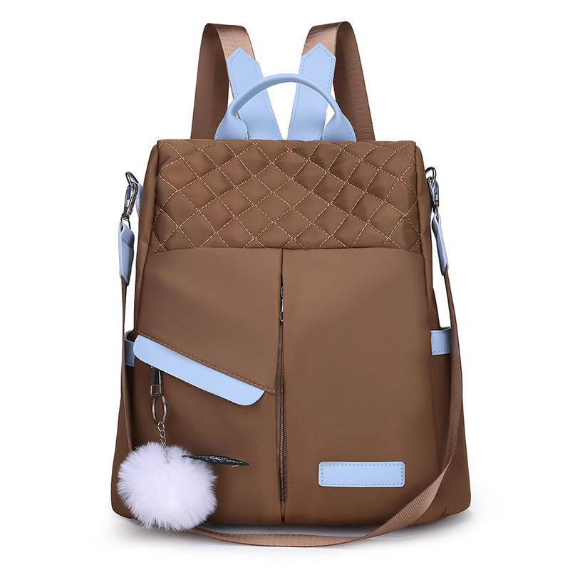 Sac à bandoulière en tissu Oxford décontracté pour femmes, sac à dos étanche de grande capacité de couleur contrastée