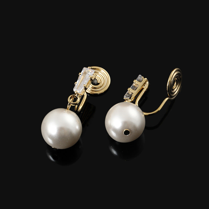 All Match Pearl Stud Earrings Earrings Female Silver Needle Zircon