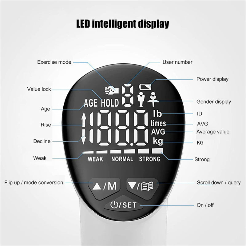Pinza de mano eléctrica digital Dinamómetro de mano Pinza de conteo Empuñaduras de mano Fortalecedor Medidor de medición Captura automática de energía Buena manera de mantenerse en forma